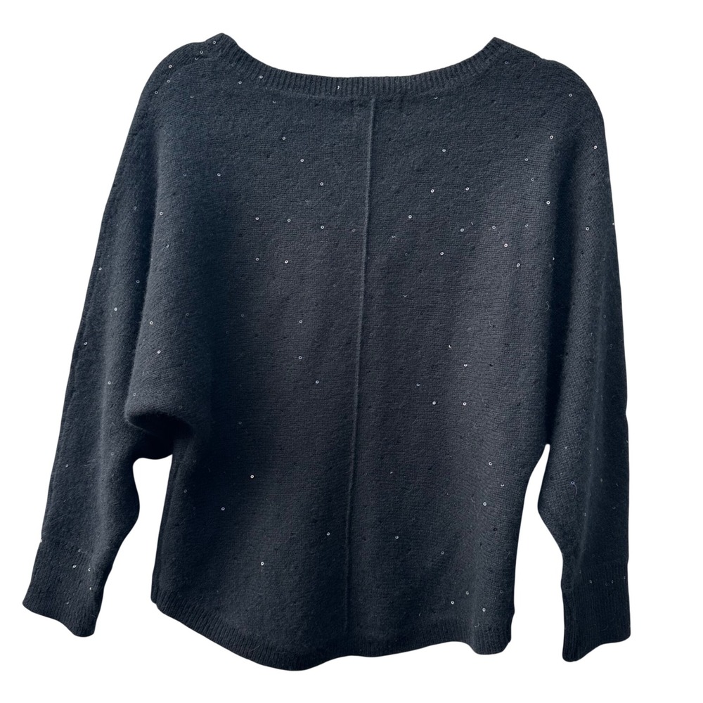 Neiman Marcus Cashmere Sequin‎ Embellished Dolman Sleeve Sweater Women XS Black - Picture 2 of 3